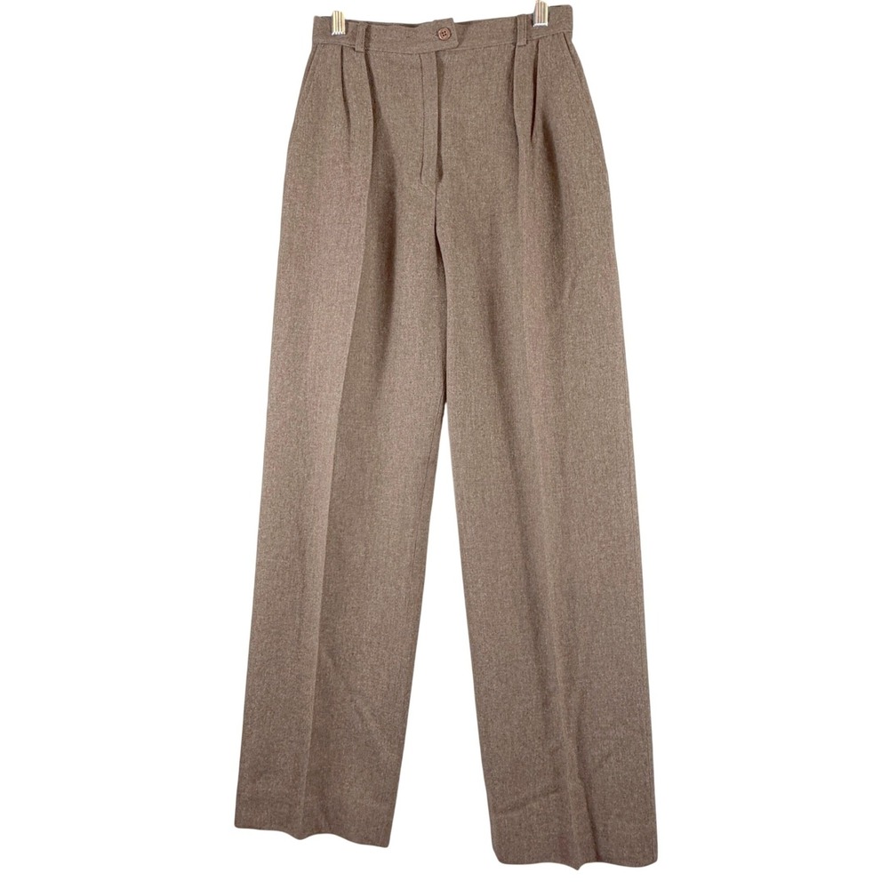 Vintage Pendleton Petite Wool Pants Women 8 Brown Pleated Lined USA Straight Leg